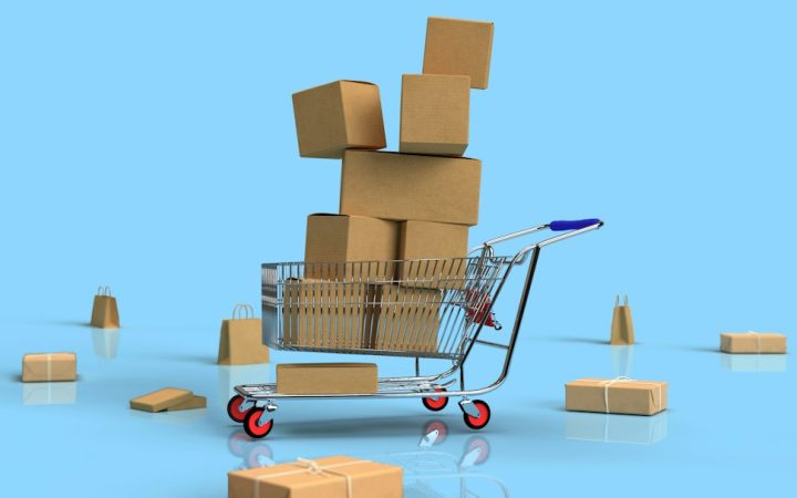 Shopping cart representing e-commerce and online shopping