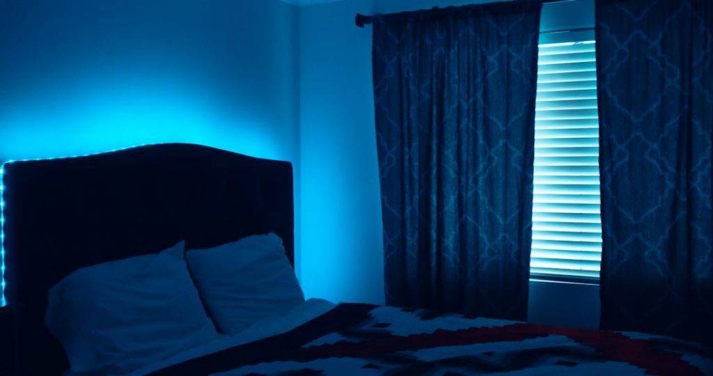Peaceful bedroom at night for good sleep quality