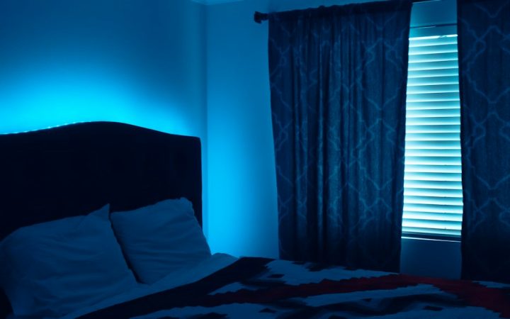 Peaceful bedroom at night for good sleep quality